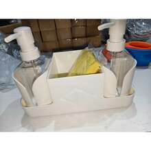 1pc Kitchen Countertop Lotion Dispenser Bottle Sponge Storage Box Bathroom Sink Organizer 3-In-1 Set - A - View 12