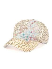 1 Stück Damen Baseballkappe mit Blumenstickerei, atmungsaktiv, elegant und lässig, für Frühling, Sommer und Herbst - Mehrfarbig - Übersicht 2