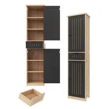 Kitchen Cabinet, 170 * 40 * 30 Cm, With 2 Doors And 1 Drawer, As Well As Adjustable Shelves For Flexible Storage. Suitable For The Kitchen, Dining Room Or Living Room. - Black - View 10