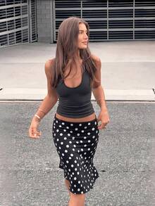 豹紋女款辦公迷你裙，高彈性休閒戶外穿著，西式優雅商務休閒教師套裝 - 黑色 - 查看 5