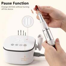 35000 RPM Professional Electric Nail Drill With Bit Holders, Touch-Button Operation, For Manicure Trimming & Gel Removal, Suitable For Nail Salon And Home Use - 白色 - 查看 9