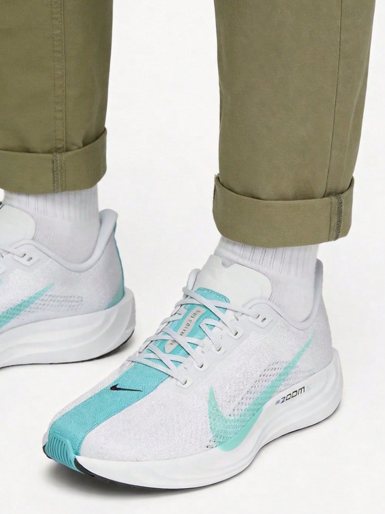 Nike Flex Plus Soft, Comfortable, Slip-Resistant, Durable, And Breathable Low-Top Running Shoes For Men, Platinum & Cactus Green - White - View 1