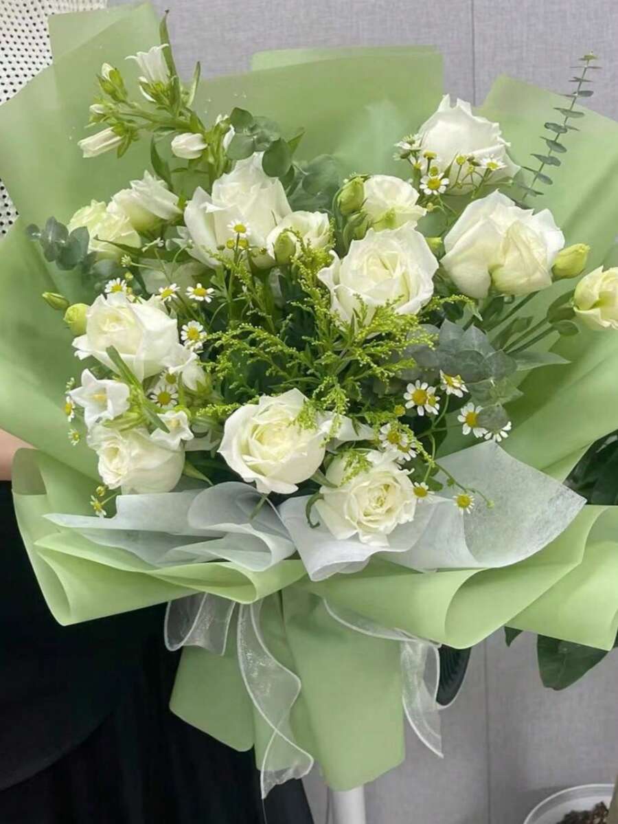 防水純色花束包裝紙，歐式花店包裝紙，20張/包