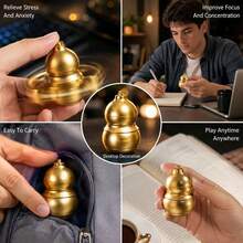 1pc Metal Gourd Fingertip Spinner Keychain, Portable Stress Relief Finger Spinner Toy, Backpack Pendant, Anti-Anxiety EDC Handheld, Magnetic Return, Smooth Play, Personalized Desktop Ornament, Great Gift - Multicolor - View 3