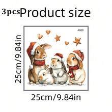 1/3Pcs Cute Christmas Bunny Wall Stickers, Santa‑Hat Rabbit Star & Heart Decals, Xmas Aesthetic Self‑Adhesive Wall Art For Bedroom Living Room Indoor Holiday Home Decor Gift - Rabbit Wall Sticker - View 8
