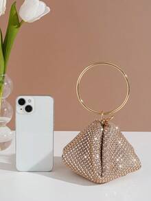 European And American Style Fashion Elegant Evening Bag Mini Mine Bag With Rhinestone Decoration Handbag - Champagne - View 4