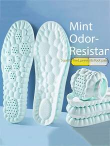 Unisex Sweat-Absorbing Odor-Resistant Arch Support Insoles, Mint Deodorizing Breathable Shock-Absorbing Cushions For Long Standing, Sports And Beach Sandals - Blue - View 2