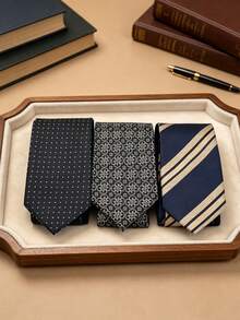 1PC 1200 Needle High Density Business Casual Formal Premium Fashion Striped Tie, Suitable For Daily Wear, Business Events, Weddings And Parties - Multicolor - View 1
