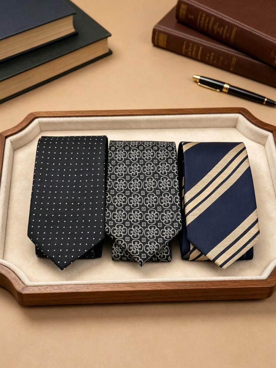 1PC 1200 Needle High Density Business Casual Formal Premium Fashion Striped Tie, Suitable For Daily Wear, Business Events, Weddings And Parties - Multicolor - View 1