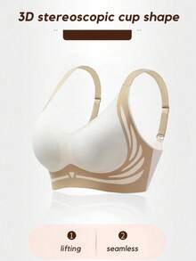 2pcs/Set Women's Seamless Non-Wired Bra Set, Silky Full Coverage Daily Lingerie, Elegant Comfortable Non-Wired Bra Suitable For Full Bust - Multicolor - View 6