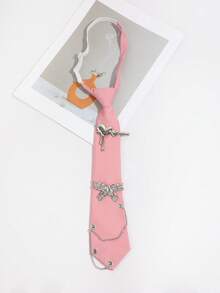 1 pieza Collar casual de moda para mujer con decoración de cadena en forma de corazón/mariposa sin nudo, adecuado para campus, actuaciones, accesorio de atuendo para sesión de fotos - Multicolor - Ver 7