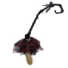 Halloween Witch Broom Gothic Roses Skeleton Hand Witch Broomstick Masquerade Party Favor Booth Accessories - Black - View 8