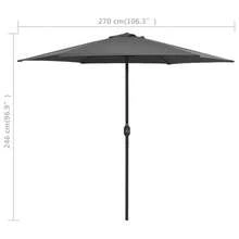 Ombrellone da Giardino Antracita 270x246 cm Paletto in Alluminio con Manovella, Tetto Ventilato Protezione UV 6 Stecche in Acciaio, per Terrazza Balcone Giardino Piscina - B - Visualizzare 2