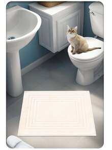 Cotton Woven Absorbent Bath Mat, VERA Bathroom Rug 60x100 Cm - Ivory White - View 5