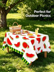 2Pcs/ 3Pcs Summer Watermelon Rectangle Party Tablecloth, 130*220cm Melon Decorative Plastic Table Cloth Dining Table Cover, Party Table Cloth Watermelon Theme Tablecloth Watermelon Birthday Party Supplies Plastic Fruit Party Decor 86 X 51 Inch - Watermelon - View 7