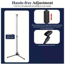 Heavy-Duty Thickened Metal Microphone Floor Stand, Stable And Anti-Shake, Rotatable And Height-Adjustable, Professional Live Broadcast, Performance And Recording Accessory - Black - View 9
