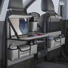 1pc Universal Premium PU Leather Car Seat Back Storage Organizer - With Dining Table, Cup Holder & Travel Accessories, Large Capacity Storage Bag Essential For Comfortable Driving - B - View 13