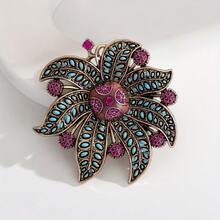 1pc European & American Vintage Elegant Full Rhinestone Floral Brooch - Sunflower High-End Luxury Elegant Accessory For Clothing, Suit Jacket, Lapel Pin - Multicolor - View 13