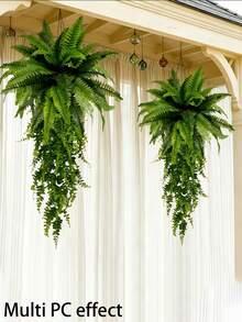 Set di piante artificiali appese con felci e fiori - Verde finto fai-da-te 51cm/75cm, adatto per decorazione di casa, giardino, patio (3 pezzi) - Green  Group - Visualizzare 7