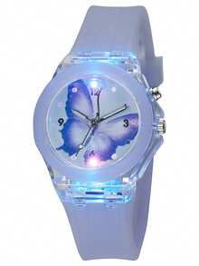 1pc/7pcs Set Teenager Exquisite Fashion Luminous Quartz Watch With Cute Flower Series Jewelry Set, Luminous Quartz Watch, Silicone Strap, Rotating Hands, Perfect Gift For Easter, Festival, Halloween, Christmas, New Year - Multicolor - View 7