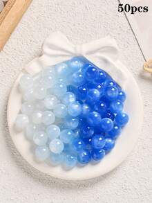 50顆 8mm/10mm/12mm 彩虹變色UV貓眼樹脂圓珠 DIY手鍊項鍊裝飾珠配件 - 光變貓眼珠 - 查看 12