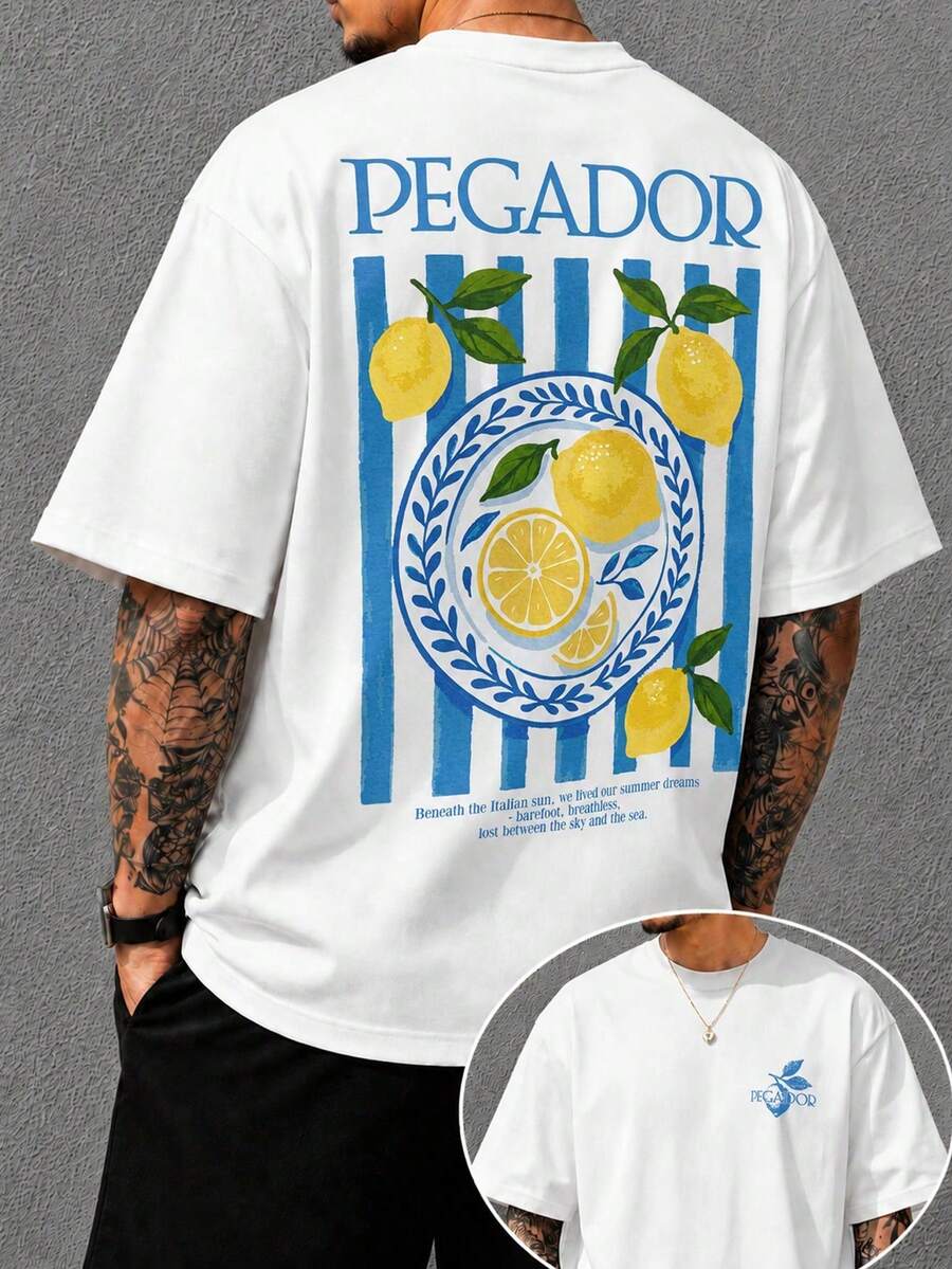 Men's Printed T-Shirt & Shorts Set - 100% Pure Cotton, Fun Prints, Street Casual Style - 魏斯 4 - 查看 1