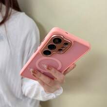 高級啞光親膚手機殼，適用於 Galaxy S26Ultra S25Ultra S24Ultra S23Ultra A56 A16 A17 A36 A26 A16 A37 A57 S24 S23FE Plus A55 A35 A54 A15 S25 S24 S23 及其他機型，全方位相機保護、內建鏡頭膜、柔軟觸感、防指紋、支援無線充電、防震設計 - 粉色 - 查看 7
