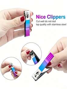 12pcs Gradient Stainless Steel Nail Clipper Set, Classic Fingernail/Toenail Clipper Set, Sharp Blades, Portable Nail Clippers, Suitable For Nail Salon And Home Use, Nail Clipper Quantity, Wholesale Delivery (Pink/Green/Blue/Original Color) - Multicolor - View 4