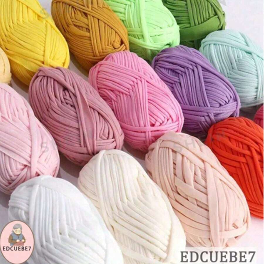 EDCUEBE7 1/3pcs 100/300g Premium Polyester T-Shirt Fabric Crochet Yarn, Large Bundle Fabric Strips, More Convenient For Crochet Knitting Bags, Carpets, Cushions, Dolls And Handmade Crochet Projects (Random Packaging) - Multicolor - View 1
