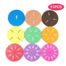 9 piezas de círculos de fracciones redondos de EVA de colores, herramienta de enseñanza de matemáticas, instrumento educativo STEM Montessori estético, accesorio de aprendizaje de matemáticas para el aula de regreso a la escuela, regalo de útiles escolares para estudiantes - Multicolor - Ver 3