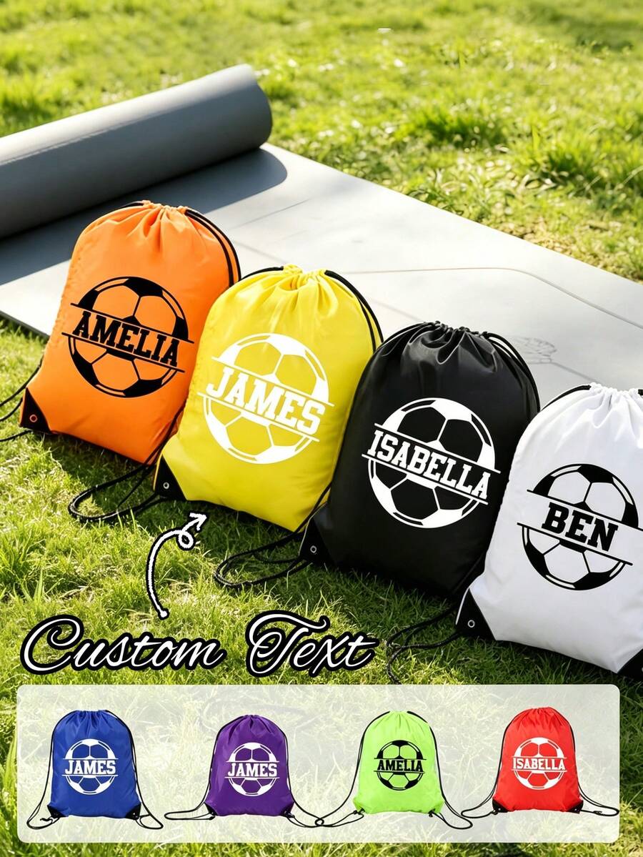 1pc Personalized Drawstring Sports Backpack With Lightweight Drawstring Pocket, Customizable With Your Name And Text, Unique Design, Durable Polyester Material, Unisex, Suitable For Outdoor Sports And Casual Travel