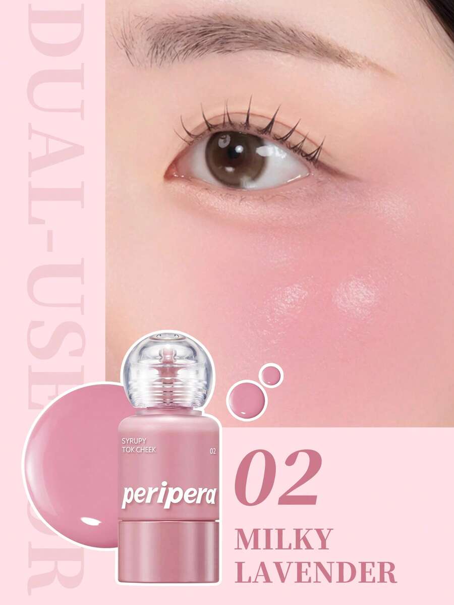 PERIPERA Syrupy Tok Cheek #02 Milky Lavender 1瓶 9g,冷調露水感薰衣草多功能液體腮紅,不卡粉,適合冷色調與橄欖色肌膚的日常冷調妝容 - 002 葡萄牛奶配方 - 查看 1
