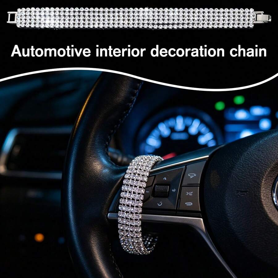 1pc Car Interior Decorative Ring, Shiny Rhinestone Steering Wheel Decor, Car Hanging Ornament And Exquisite Bracelet Accessory - Rhinestone Bracelet - View 1