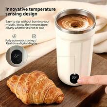 1pc Minimalist Design Temperature-Sensing 316 Stainless Steel Electric Automatic Stirring Cup, 400ml Capacity, 30s Auto-Stop Stirring, 400mAh Built-In Battery USB-TypeC Charging, 9000 RPM Powerful Motor For Fast Mixing Of Powders, Versatile And Practical For Home, Office, Sports And Travel - Multicolor - View 7