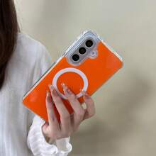時尚手機殼，適用於 Galaxy A56 A36 A16 A26 A17 A07 A57 A37 A06 A05 A15 A25 A35 A55 A54 A14 A27 S26 Ultra S25 FE S25Ultra S24 S23 S22 機型，亦適用於 S23 / S23 FE / S24 FE / S25 / 機型，壓克力材質手機保護殼，防摔手機殼，手機配件，夏季 - 橘色 - 查看 4