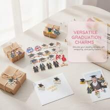 12/20/24pcs Graduation Enamel Charms Bachelor Gown Cap Diploma Flower ...