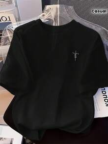 Women's Casual Short-Sleeve Round-Neck Letter Print T Shirt - 黑色 - 查看 1