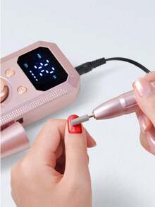 Portable Rechargeable Electric Nail Drill Machine, LED Display Nail Polisher Set With Multiple Grinding Heads, Forward & Reverse Rotation, Manicure Pedicure Nail Art Tools For Home & Salon Use - A - View 8