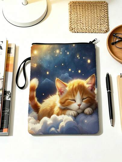 Couverture de livre thème chat nuage, protecteur de livre broché à fermeture éclair, sac de rangement pour journal intime et cahier de femme, lavable, parfait pour les livres brochés, couverture de livre thème jardinage et style artistique, couverture de livre broché, couverture de livre, protecteur de livre, sac de livre, sac de livre imprimé avec poche avant, sac de rangement de livre multifonction, convient aux étudiants, aux enseignants et aux amateurs de livres, saison de la rentrée scolaire, fournitures scolaires, essentiels de la rentrée scolaire, cadeaux pour enseignants, (impression de motif aléatoire, veuillez vous référer au produit réel)