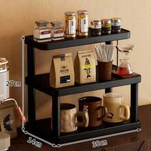 1pc Multifunctional Desktop Organizer Rack, Multi-Purpose Storage Display Stand, Cup Holder, Perfume Rack, Spice Rack, Cake Stand, Suitable For Water Cups, Coffee Cups, Tea Sets, Office Desk, Coffee Bar, Kitchen, Home Decor - Black - View 15