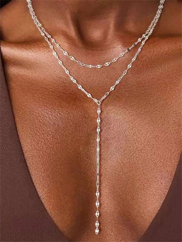 Collar sexy brillante con borlas de cristal, nueva cadena corporal de doble capa de moda para mujer, accesorio de joyería nupcial