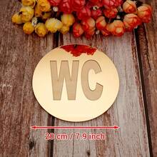 經典「WC」廁所門貼紙，浴室門標誌鏡面牆貼，自黏式壓克力鏡面貼紙附木板裝飾，家居裝飾，20cm - 多色 - 查看 10