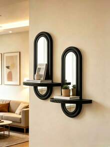 1/2 piezas Marco de espejo arcoíris montado en la pared, estantería de almacenamiento de madera decorativa moderna montada en la pared, estantería de almacenamiento colgante de estilo bohemio, decoración de marco de espejo exquisita, estantería de almacenamiento multifuncional, fácil de instalar, adecuada para decoración del hogar, decoración del jardín, decoración de bodas y otras ocasiones - Adecuada para sala de estar, dormitorio, baño, entrada, sala de maquillaje, pared del apartamento (Color y estilo aleatorios) - Multicolor - Ver 4