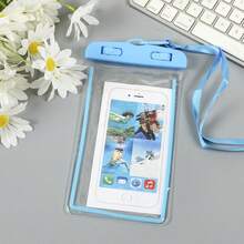 1pc Waterproof Phone Pouch With Touch Screen, High Definition, Floating Airbag, Diving Sealed, Night Glow Strip, Waterproof Cover - Blue - View 3