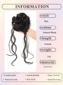 Messy Bun Hair Piece Wavy Curly Scrunchies Synthetic Chignon Ponytail Hair Extensions Thick Updo Hairpieces For Women, Halloween - Multicolor - View 4