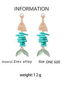 1 par de pendientes de oreja de pez de aleación vintage personalizados con coral, diseño de moda exagerado de nicho de lujo para mujer - Pendientes de pez - Ver 8