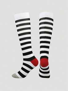 4/1 Pair Striped Minimalist Breathable Moisture-Wicking Compression Knee-High Socks For Running, Cycling, Hiking - Multicolor - View 17
