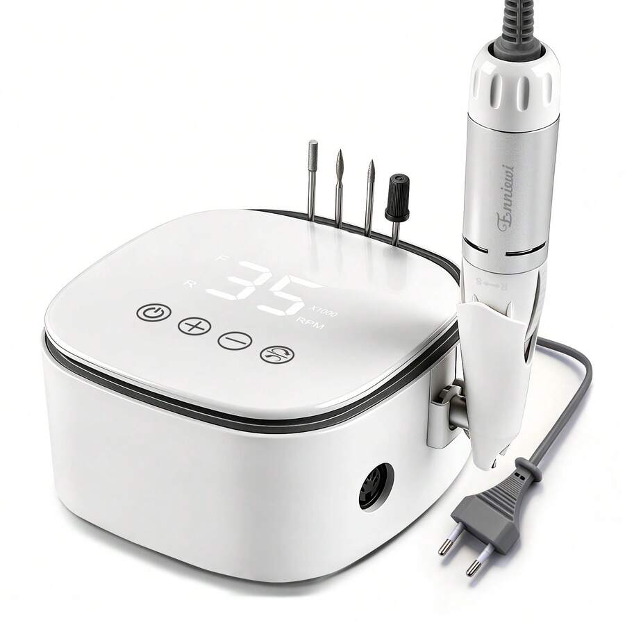 35000 RPM Professional Electric Nail Drill With Bit Holders, Touch-Button Operation, For Manicure Trimming & Gel Removal, Suitable For Nail Salon And Home Use - 白色 - 查看 1