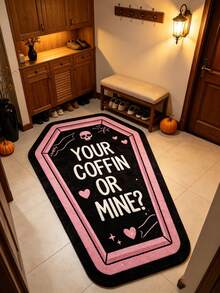 1pc Pink Coffin Pattern Floor Mat, Bathroom Mat, Bathroom Rug, Door Mat, Small Rug, Carpet, Floor Mat, Home Decor, Area Rug, Outdoor Mat, Home Decor, Area Carpet, Bedroom Rug, Washable Carpet - Multicolor - View 4