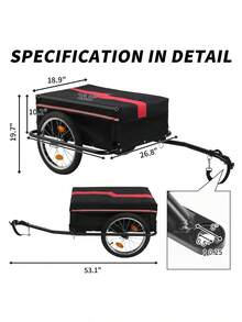 130*68*45cm Steel 100kg 16 Inch Quick Release Wheel Cloth Pocket Trailer Bicycle Trailer Rack - as Pic - View 4